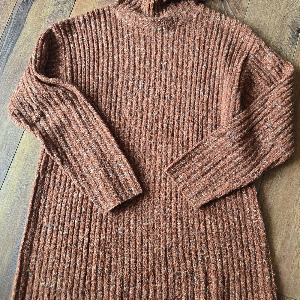Reflections by Spiegel Orange Wool Blend Ribbed Turtle Neck Size Medium
